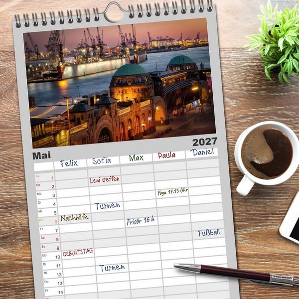 Produktbild: Familienplaner 2027 - Magic Nights Hamburg mit 5 Spalten (Wandkalender, 21 x 45 cm) CALVENDO
