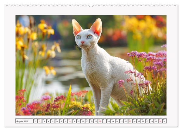 Produktbild: Cornish Rex Katzen. Ein Hauch von Extravaganz mit Locken und Charakter (hochwertiger Premium Wandkalender 2026 DIN A2 quer), Kunstdruck in Hochglanz