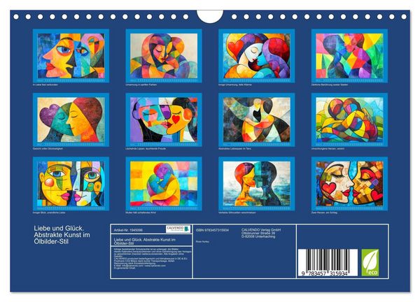 Produktbild: Liebe und Gl&uuml;ck. Abstrakte Kunst im &Ouml;lbilder-Stil (Wandkalender 2026 DIN A4 quer), CALVENDO Monatskalender