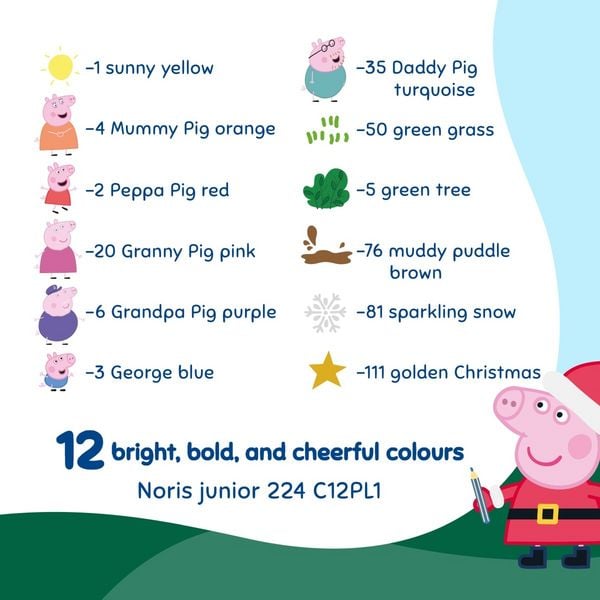 Produktbild: STAEDTLER Wachsmalkreiden Wachsmalkreide Promo Peppa 12er Set + Schaber, Weihnachten