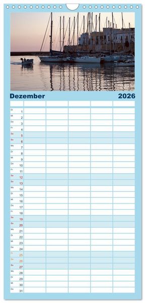 Produktbild: Familienplaner 2026 - Apuliens K&uuml;stenorte mit 5 Spalten (Wandkalender, 21 x 45 cm) CALVENDO