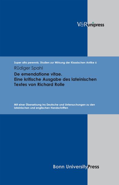 Produktbild: De emendatione vitae. Eine kritische Ausgabe des lateinischen Textes von Richard Rolle