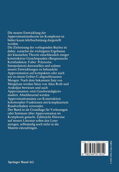 Produktbild: Vorlesungen &uuml;ber Approximation im Komplexen