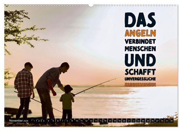 Produktbild: Angeln - Impressionen mit coolen Spr&uuml;chen (hochwertiger Premium Wandkalender 2026 DIN A2 quer), Kunstdruck in Hochglanz