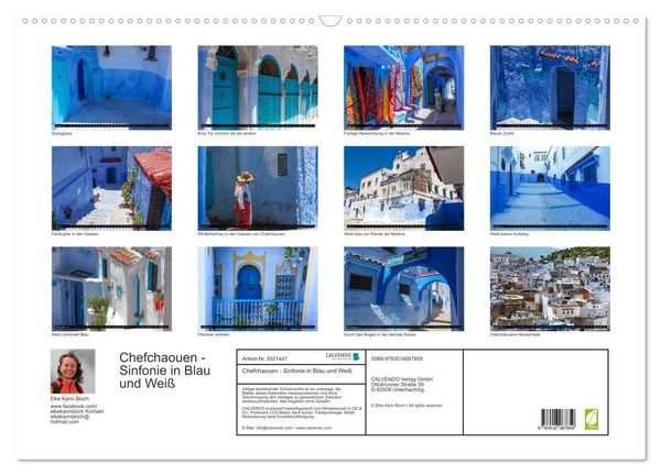 Produktbild: Chefchaouen - Sinfonie in Blau und Wei&szlig; (Wandkalender 2026 DIN A2 quer), CALVENDO Monatskalender