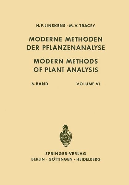 Produktbild: Modern Methods of Plant Analysis / Moderne Methoden der Pflanzenanalyse