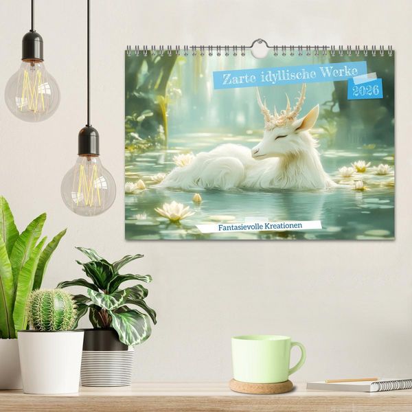 Produktbild: Zarte idyllische Werke - Fantasievolle Kreationen (Wandkalender 2026 DIN A4 quer), CALVENDO Monatskalender