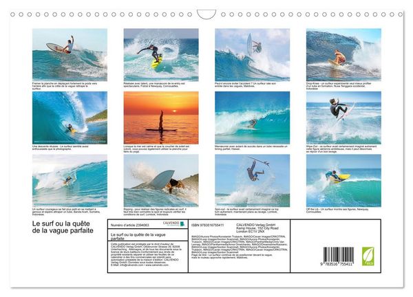 Produktbild: Le surf ou la qu&ecirc;te de la vague parfaite (Calendrier mural 2027 DIN A3 vertical), CALVENDO calendrier mensuel