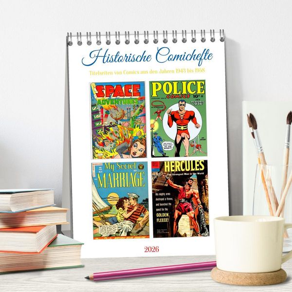 Produktbild: Historische Comichefte (Tischkalender 2026 DIN A5 hoch), CALVENDO Monatskalender