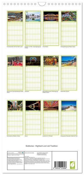 Produktbild: Familienplaner 2026 - S&uuml;dkorea - Hightech und viel Tradition mit 5 Spalten (Wandkalender, 21 x 45 cm) CALVENDO