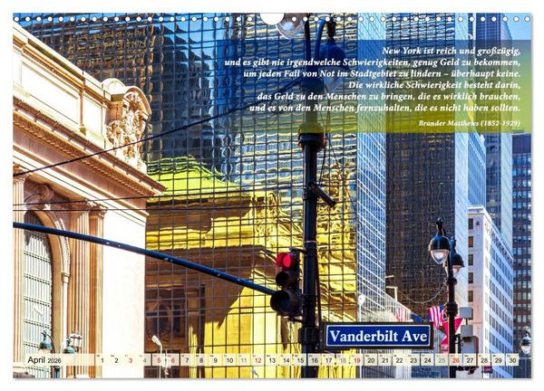 Produktbild: New York Ansichten - Literaturkalender (Wandkalender 2026 DIN A3 quer), CALVENDO Monatskalender