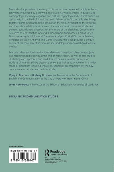 Produktbild: Advances in Discourse Studies