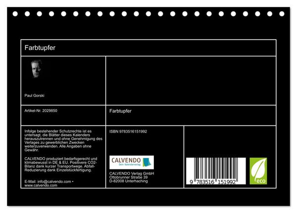 Produktbild: Farbtupfer (Tischkalender 2026 DIN A5 quer), CALVENDO Monatskalender