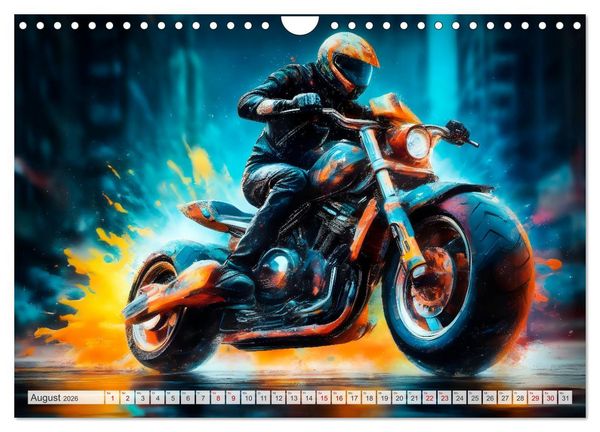 Produktbild: Coole KI-generierte MOTORR&Auml;DER (Wandkalender 2026 DIN A4 quer), CALVENDO Monatskalender
