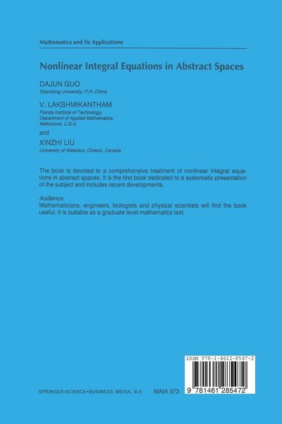 Produktbild: Nonlinear Integral Equations in Abstract Spaces