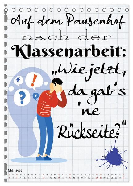 Produktbild: Sch&uuml;ler-Spr&uuml;che (Tischkalender 2026 DIN A5 hoch), CALVENDO Monatskalender