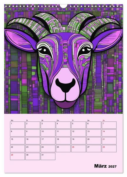 Produktbild: Farbenfrohe Tiermalerei (Wandkalender 2027 DIN A3 hoch), CALVENDO Monatskalender