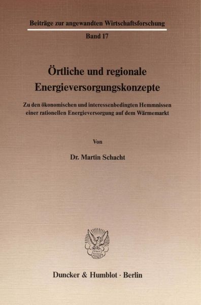 Produktbild: &Ouml;rtliche und regionale Energieversorgungskonzepte.