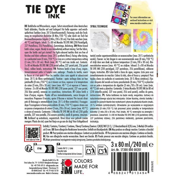 Produktbild: MARABU Batikfarben Tie Dye Ink, Pastel pastellgelb, pastellrosa und pastellblau