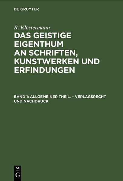 Produktbild: Allgemeiner Theil. - Verlagsrecht und Nachdruck
