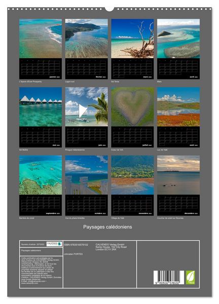 Produktbild: Paysages cal&eacute;doniens (Calendrier mural 2026 DIN A2 horizontal) calendrier de bureau