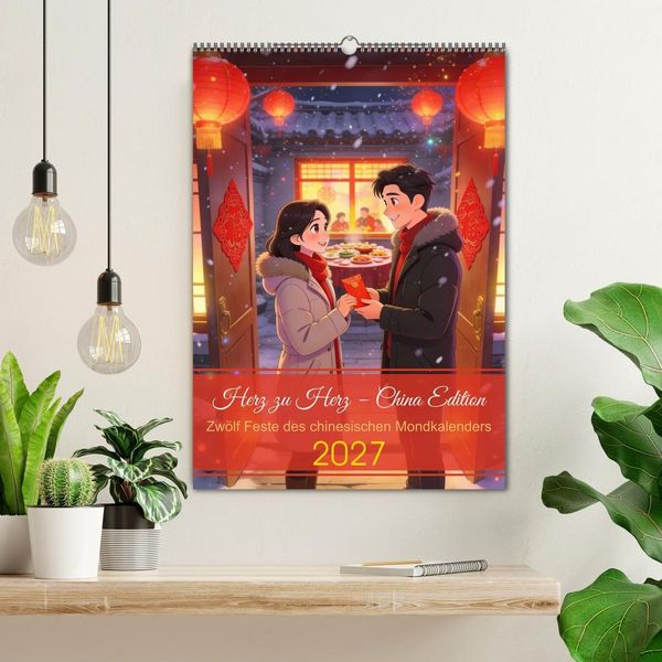 Produktbild: Herz zu Herz &ndash; China Edition (Wandkalender 2027 DIN A2 hoch), CALVENDO Monatskalender