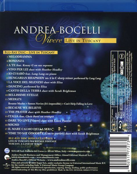 Produktbild: Andrea Bocelli - Vivere/Live in Tuscany
