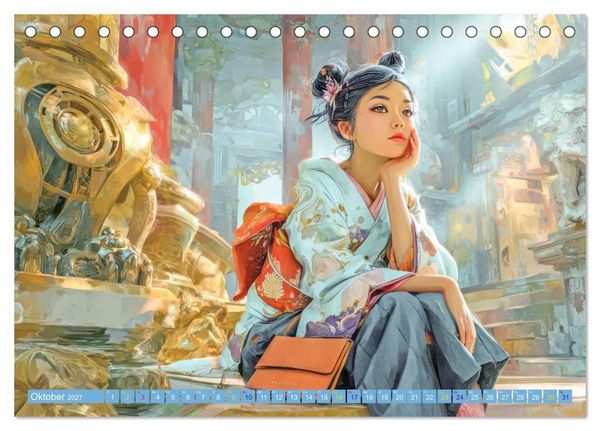 Produktbild: Japanische Figuren - Im Anime-Stil (Tischkalender 2027 DIN A5 quer), CALVENDO Monatskalender