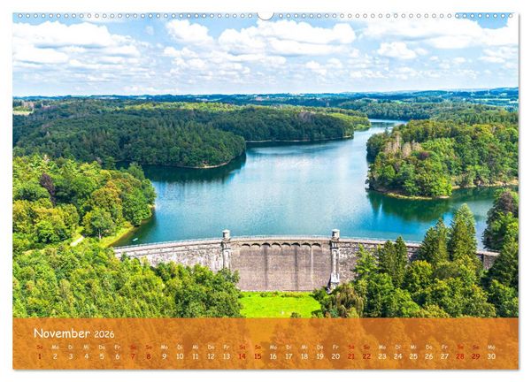 Produktbild: Talsperren der Wupper und ihrer Nebenfl&uuml;sse aus der Vogelperspektive (Wandkalender 2026 DIN A2 quer), CALVENDO Monatskalender