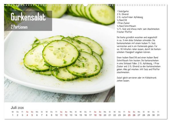 Produktbild: Fleischlos gl&uuml;cklich - 12 Foodfotos mit leckeren Rezepten (hochwertiger Premium Wandkalender 2026 DIN A2 quer), Kunstdruck in Hochglanz