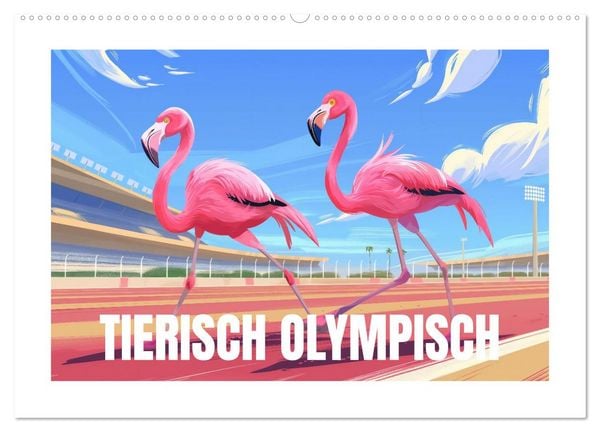 Produktbild: Tierische Olympioniken &ndash; Ein farbenfroher KI-Kalender (Wandkalender 2026 DIN A2 quer), CALVENDO Monatskalender
