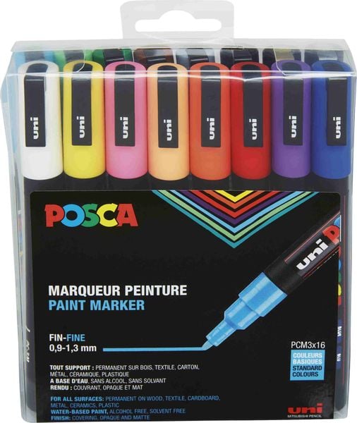 Uni-ball Marker POSCA PC-3M 16er Set