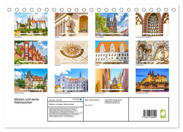 Produktbild: Mei&szlig;en und seine Wahrzeichen (Tischkalender 2026 DIN A5 quer), CALVENDO Monatskalender