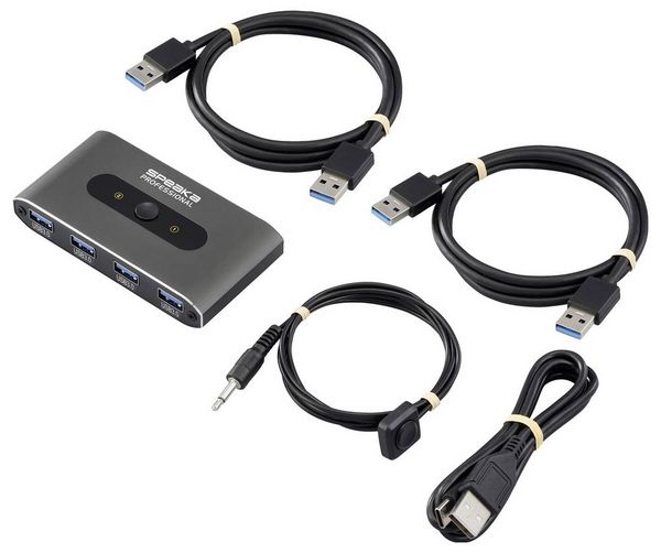Produktbild: SpeaKa Professional 2 Port USB 3.2 Gen 1-Umschalter (USB 3.0) Grau