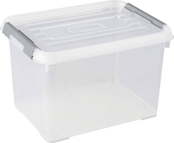 Produktbild: Curver 243808 Aufbewahrungsbox HANDY stapelbar (L x B x H) 400 x 290 x 260 mm Transparent, Silber 1 St.