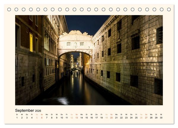 Produktbild: Venedig - Magie bei Nacht (Tischkalender 2026 DIN A5 quer), CALVENDO Monatskalender