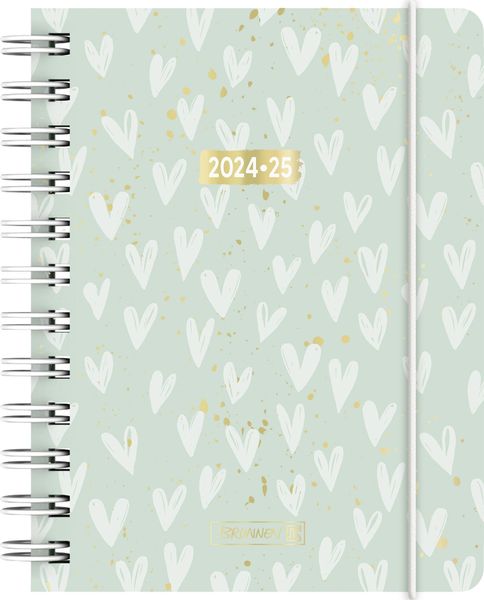 Schülerkalender 2024/2025 'Hearts', 1 Seite = 1 Tag, A6, 352 Seiten, mint
