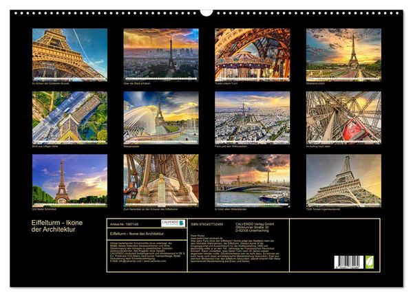 Produktbild: Eiffelturm - Ikone der Architektur (Wandkalender 2026 DIN A2 quer), CALVENDO Monatskalender