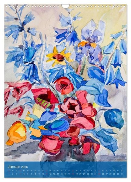 Produktbild: Karl Sock Blumenaquarelle (Wandkalender 2026 DIN A3 hoch), CALVENDO Monatskalender