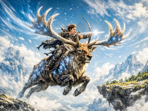 Produktbild: CALVENDO Puzzle Sch&uuml;tze - Kosmischer Bogensch&uuml;tze im Sturm der Elemente | 1000 Teile Lege-Gr&ouml;&szlig;e 64x48cm Foto-Puzzle f&uuml;r gl&uuml;ckliche Stunden