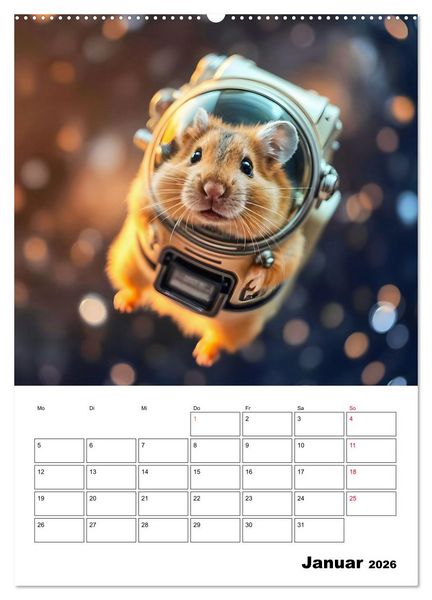 Produktbild: Space Hamster - Mit KI Hamster Astronauten im Weltall (Wandkalender 2026 DIN A2 hoch), CALVENDO Monatskalender