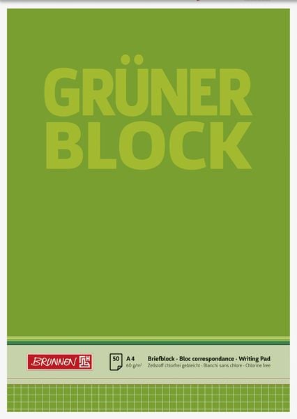 Produktbild: Brunnen Briefblock &bdquo;Gr&uuml;ner Block&ldquo; | A4, Lineatur 22, 50 Blatt, gr&uuml;n