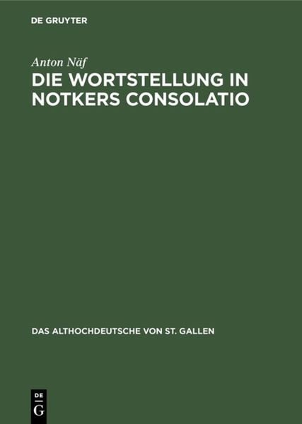 Produktbild: Die Wortstellung in Notkers Consolatio