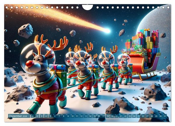 Produktbild: Tierische Raumfahrer: Durch das Universum mit Fell und Feder (Wandkalender 2026 DIN A4 quer), CALVENDO Monatskalender