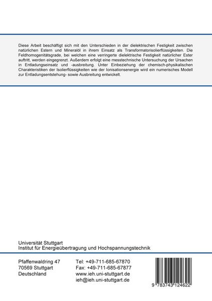 Produktbild: Die dielektrische Festigkeit von alternativen Isolierfl&uuml;ssigkeiten im Vergleich zu Mineral&ouml;l in Abh&auml;ngigkeit der Feldhomogenit&auml;t