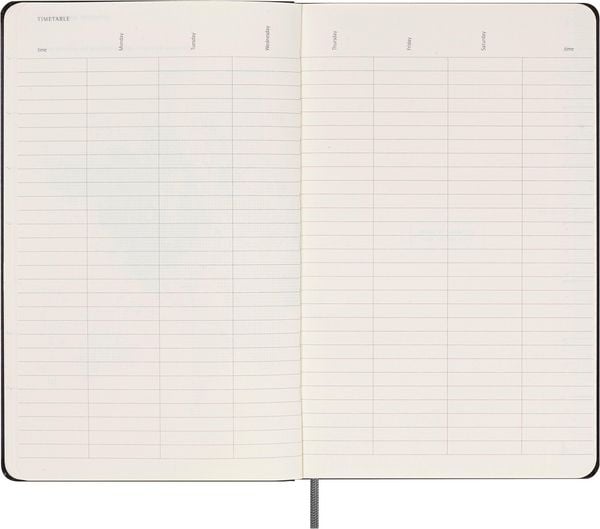 Produktbild: Moleskine undatierter Wochen Notizkalender, L/A5, 1 Wo = 1 Seite, Rechts linierte Seite, Fester Einband mit Textpr&auml;gung gold, Schwarz