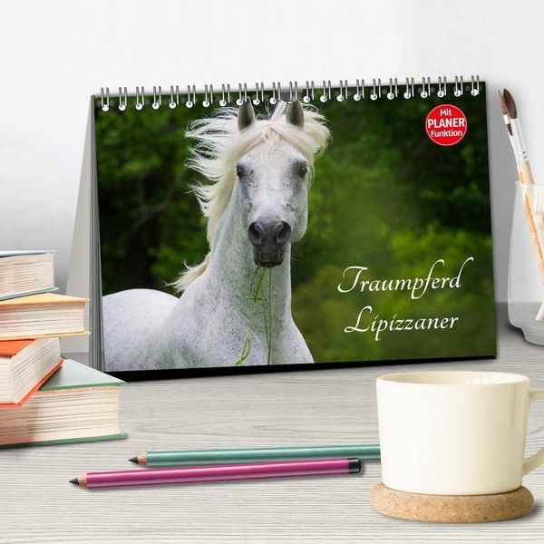 Produktbild: Traumpferd Lipizzaner (Tischkalender 2026 DIN A5 quer), CALVENDO Monatskalender