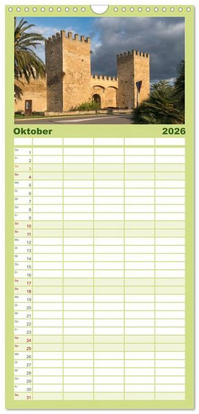 Produktbild: Familienplaner 2026 - Spanien - Balearen - Mallorca mit 5 Spalten (Wandkalender, 21 x 45 cm) CALVENDO