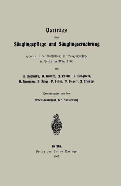 Produktbild: Vortr&auml;ge &uuml;ber S&auml;uglingspflege und S&auml;uglingsern&auml;hrung