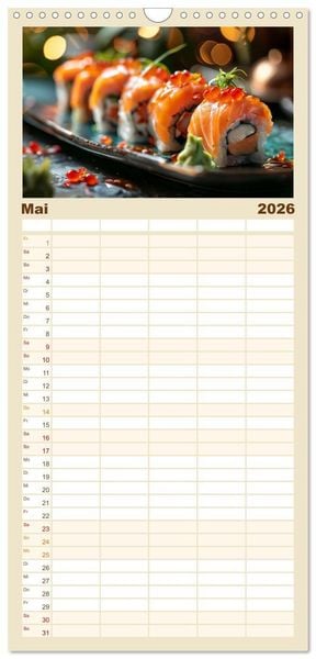 Produktbild: Familienplaner 2026 - Sushi Zauber mit 5 Spalten (Wandkalender, 21 x 45 cm) CALVENDO